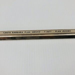 Advertising Metal 12" Triangular Architectural Ruler Santa Barbara Plan Service